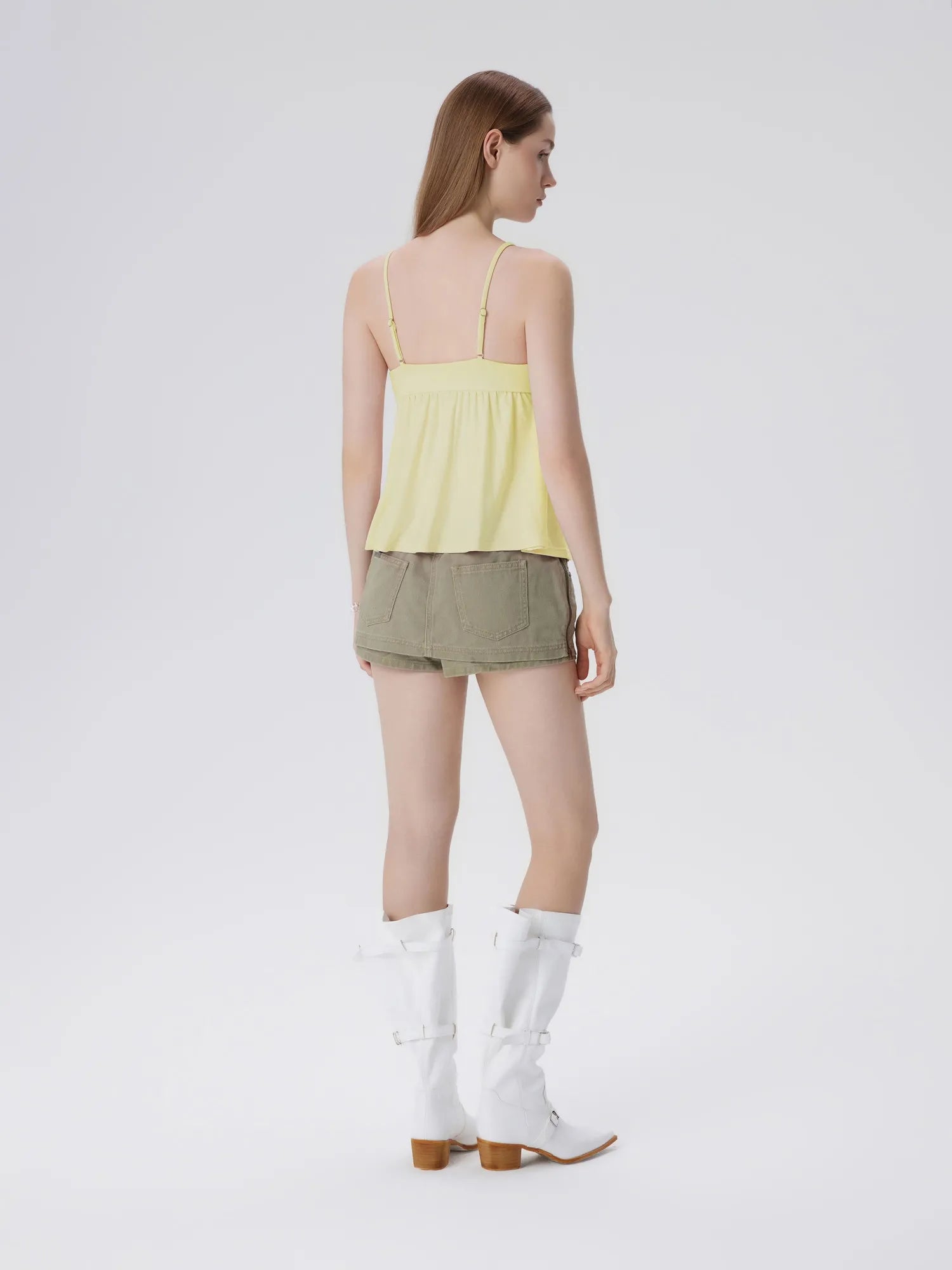 Babydoll Peplum V Neck Tank Tops-SUUKSESS-SUUKSESS