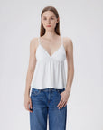 Babydoll Peplum V Neck Tank Tops-SUUKSESS-White-XS-SUUKSESS