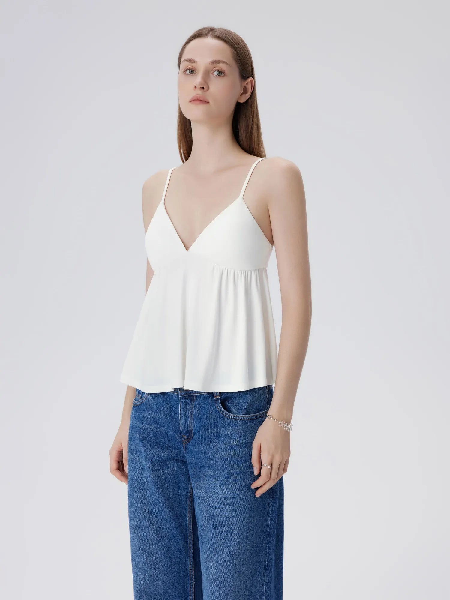 Babydoll Peplum V Neck Tank Tops-SUUKSESS-SUUKSESS