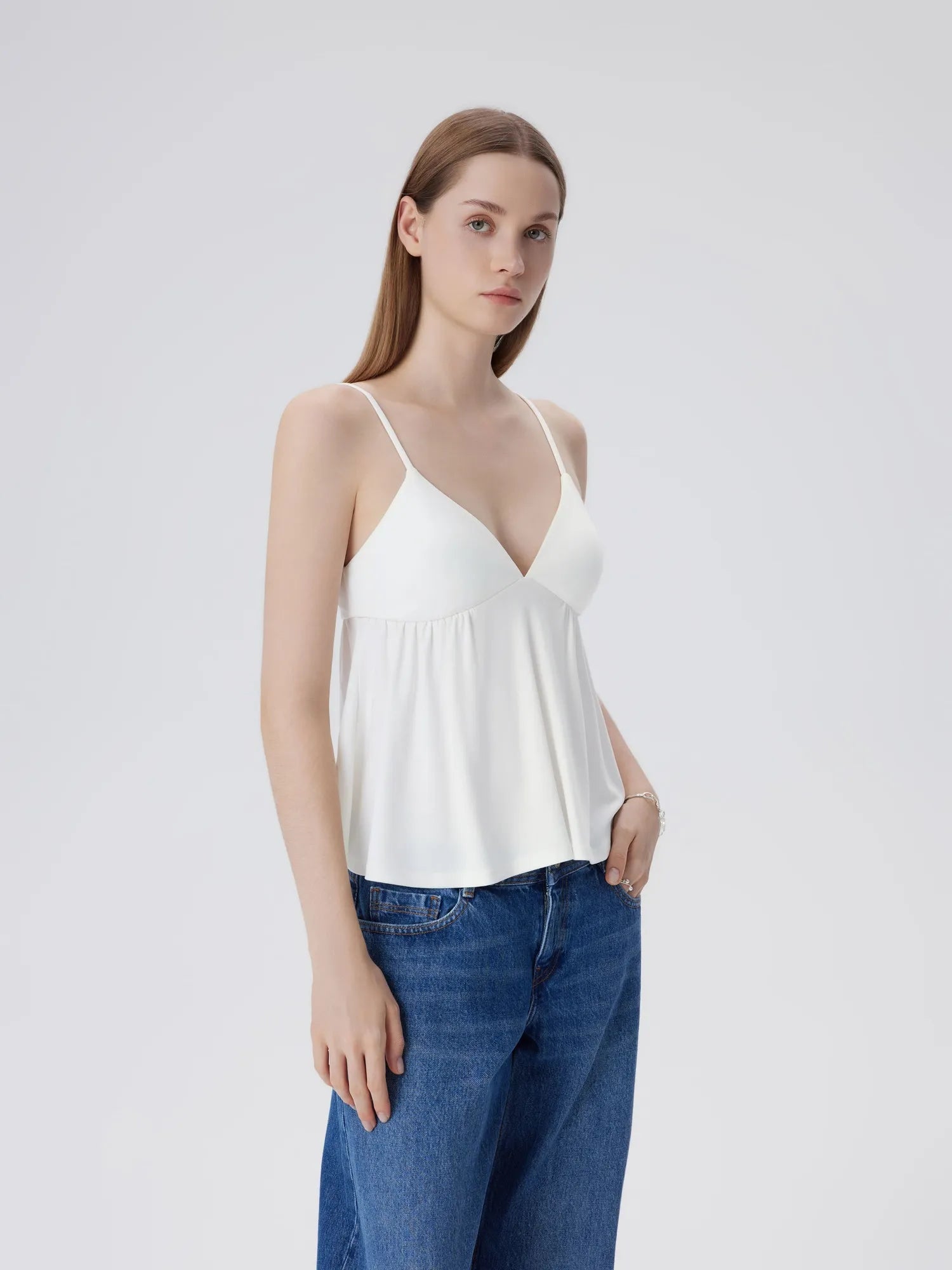 Babydoll Peplum V Neck Tank Tops-SUUKSESS-SUUKSESS