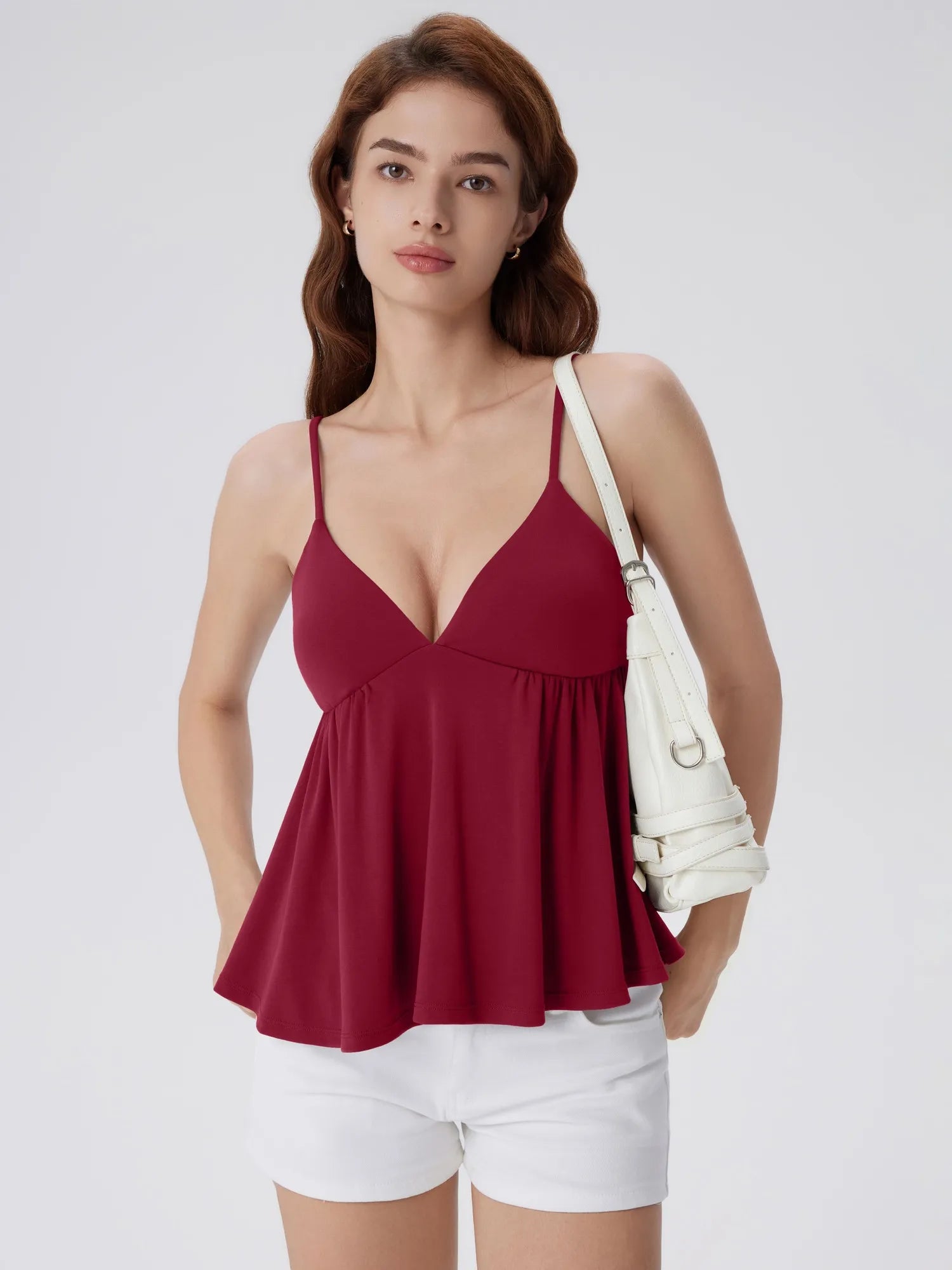 Babydoll Peplum V Neck Tank Tops