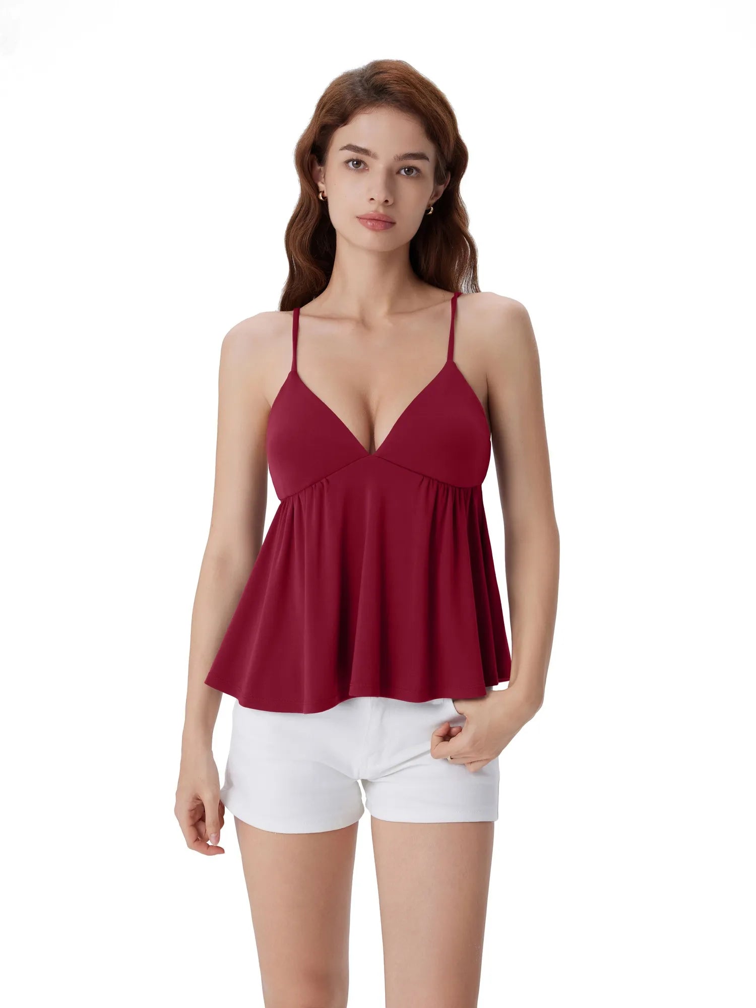 Babydoll Peplum V Neck Tank Tops