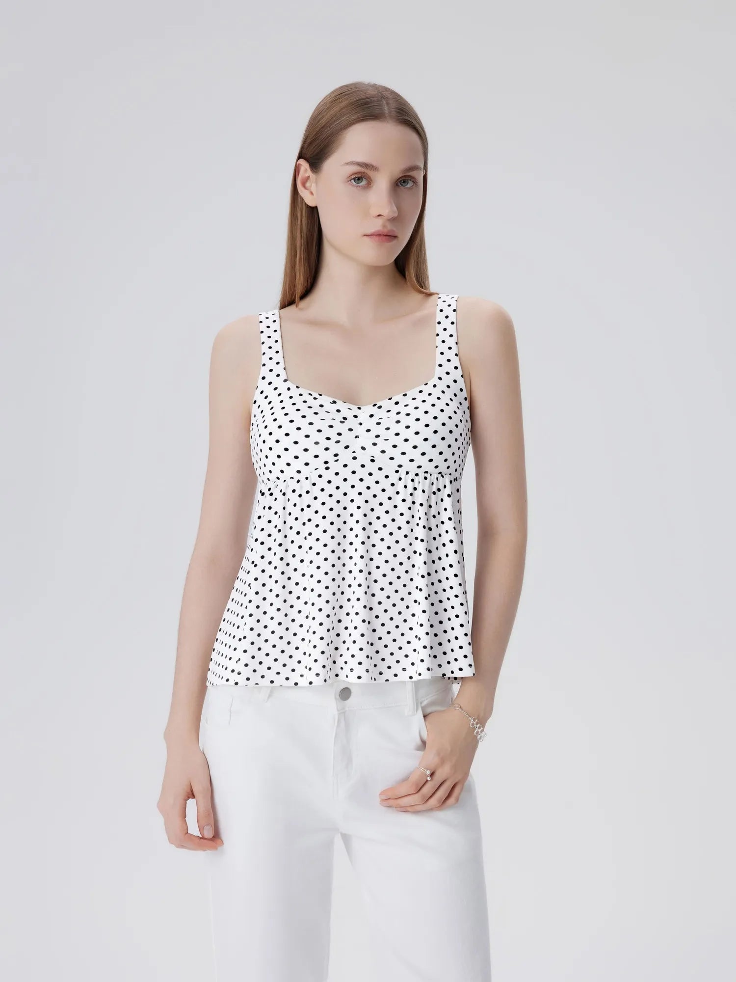 Peplum Modal Summer Flowy Babydoll Tank Tops-SUUKSESS-Dots-XS-SUUKSESS