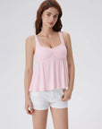 Peplum Modal Summer Flowy Babydoll Tank Tops-SUUKSESS-Pink-XS-SUUKSESS