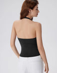 Double Lined V Neck Halter Backless Tank Tops-SUUKSESS-SUUKSESS