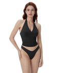 Double Lined V Neck Halter Backless Tank Tops-SUUKSESS-SUUKSESS