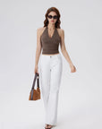 Double Lined V Neck Halter Backless Tank Tops-SUUKSESS-SUUKSESS