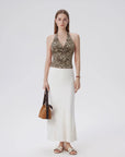 Double Lined V Neck Halter Backless Tank Tops-SUUKSESS-SUUKSESS
