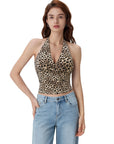Double Lined V Neck Halter Backless Tank Tops-SUUKSESS-SUUKSESS