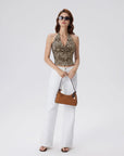 Double Lined V Neck Halter Backless Tank Tops-SUUKSESS-SUUKSESS