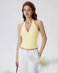 Double Lined V Neck Halter Backless Tank Tops-SUUKSESS-SUUKSESS