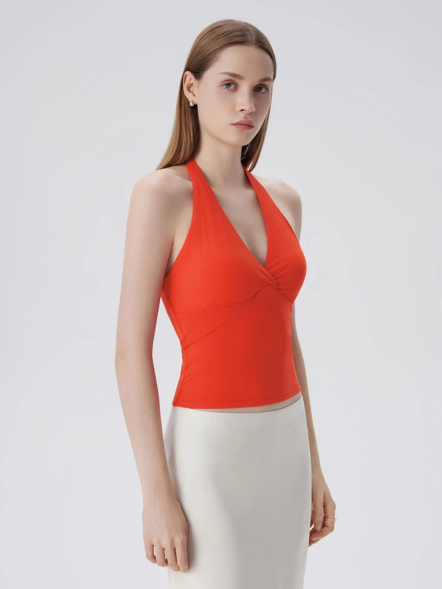Double Lined V Neck Halter Backless Tank Tops-SUUKSESS-SUUKSESS