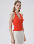 Double Lined V Neck Halter Backless Tank Tops-SUUKSESS-SUUKSESS