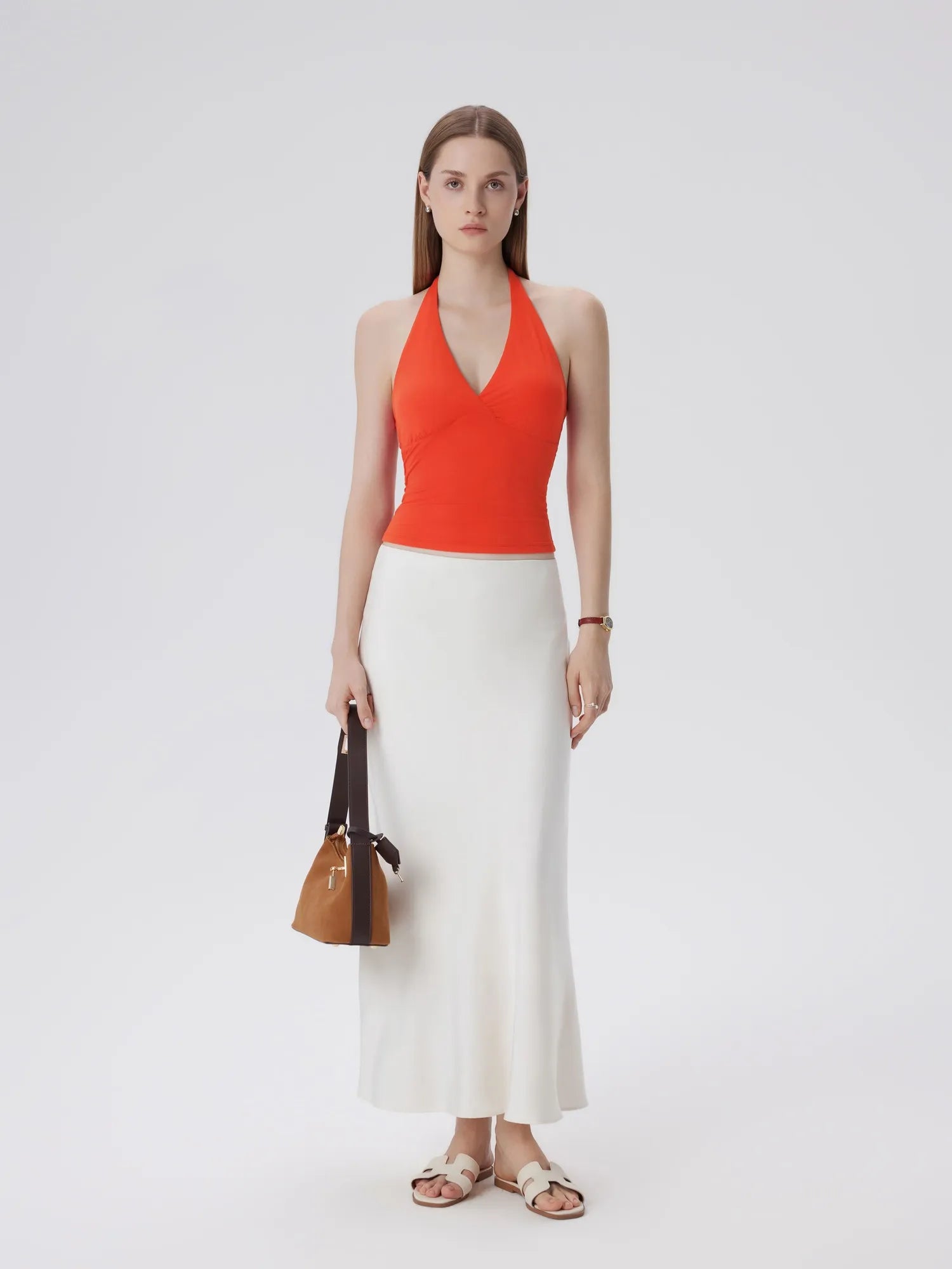 Double Lined V Neck Halter Backless Tank Tops-SUUKSESS-SUUKSESS