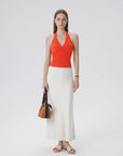 Double Lined V Neck Halter Backless Tank Tops-SUUKSESS-SUUKSESS