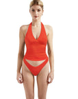 Double Lined V Neck Halter Backless Tank Tops-SUUKSESS-SUUKSESS