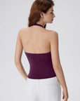 Double Lined V Neck Halter Backless Tank Tops-SUUKSESS-SUUKSESS
