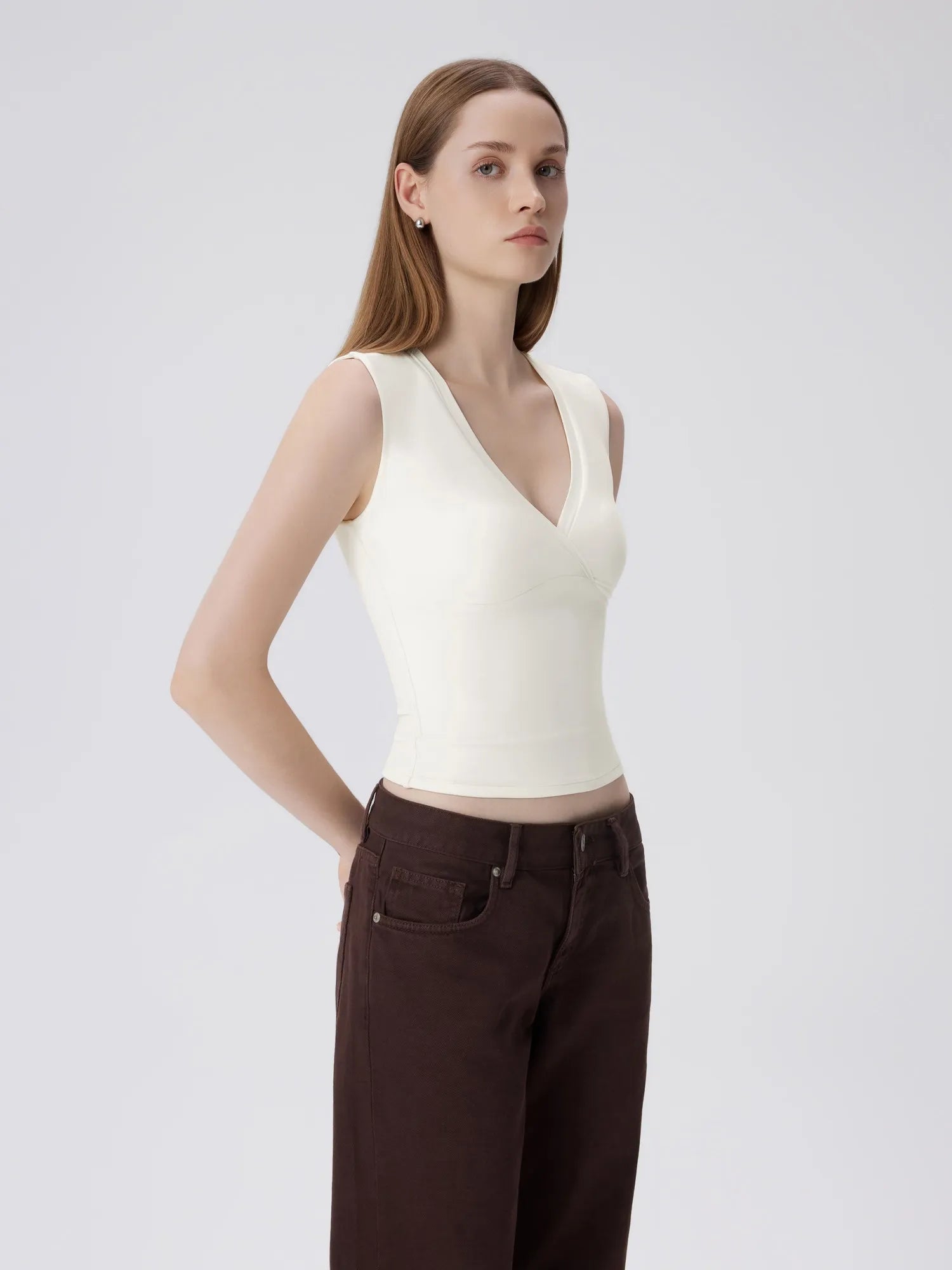 V Neck Double Lined Camisole Tank Tops-SUUKSESS-SUUKSESS