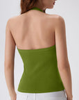 Cotton Ribbed V Neck Halter Tank Top