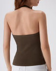 Cotton Ribbed V Neck Halter Tank Top