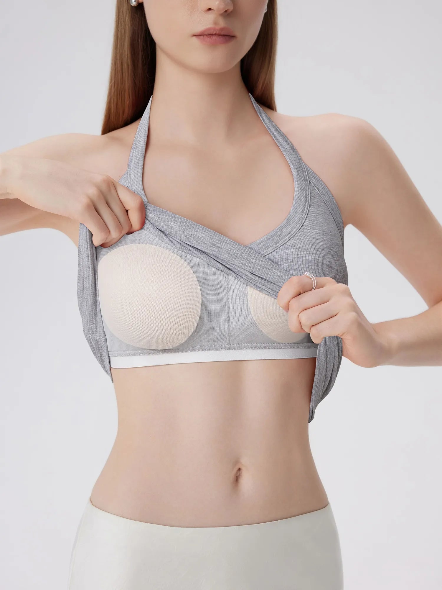 Cotton Ribbed V Neck Halter Tank Top