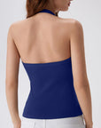 Cotton Ribbed V Neck Halter Tank Top