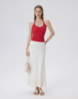 Cotton Ribbed V Neck Halter Tank Top