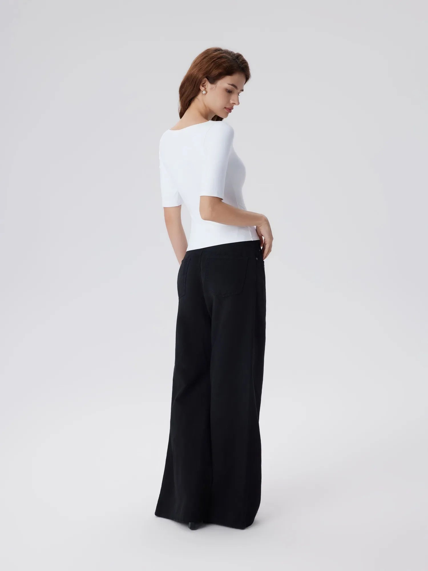 Tight Fitted Half Sleeve Boat Neck Shirt-SUUKSESS-SUUKSESS