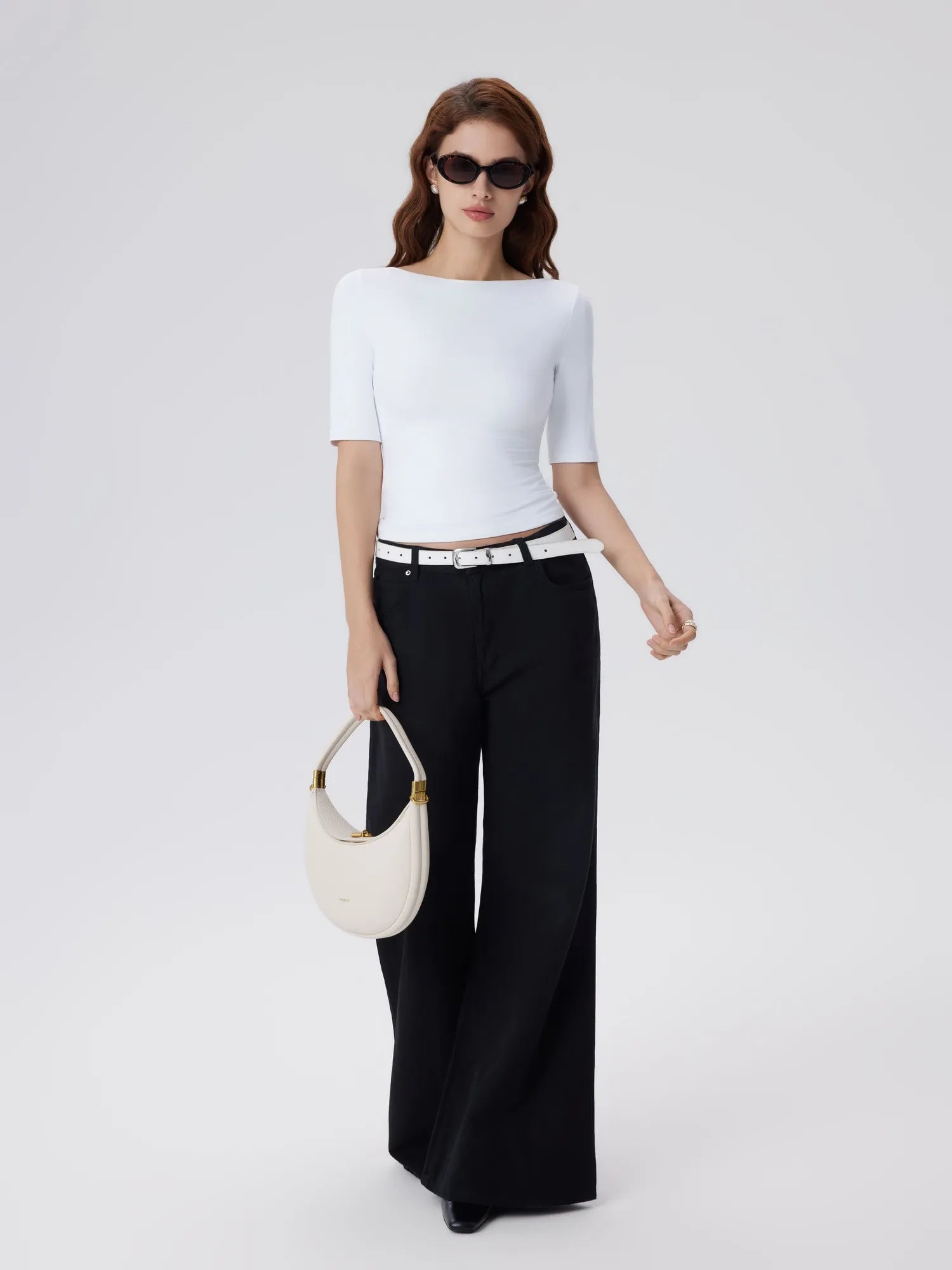 Tight Fitted Half Sleeve Boat Neck Shirt-SUUKSESS-SUUKSESS