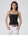 Double Line Built in Bras Square Neck Tank Tops-SUUKSESS-SUUKSESS
