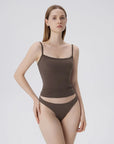 Double Line Built in Bras Square Neck Tank Tops-SUUKSESS-SUUKSESS