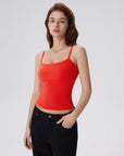 Double Line Built in Bras Square Neck Tank Tops-SUUKSESS-SUUKSESS
