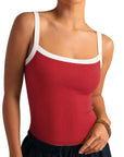 Cotton Rib Square Padded Tank Tops
