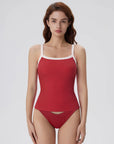 Cotton Rib Square Padded Tank Tops