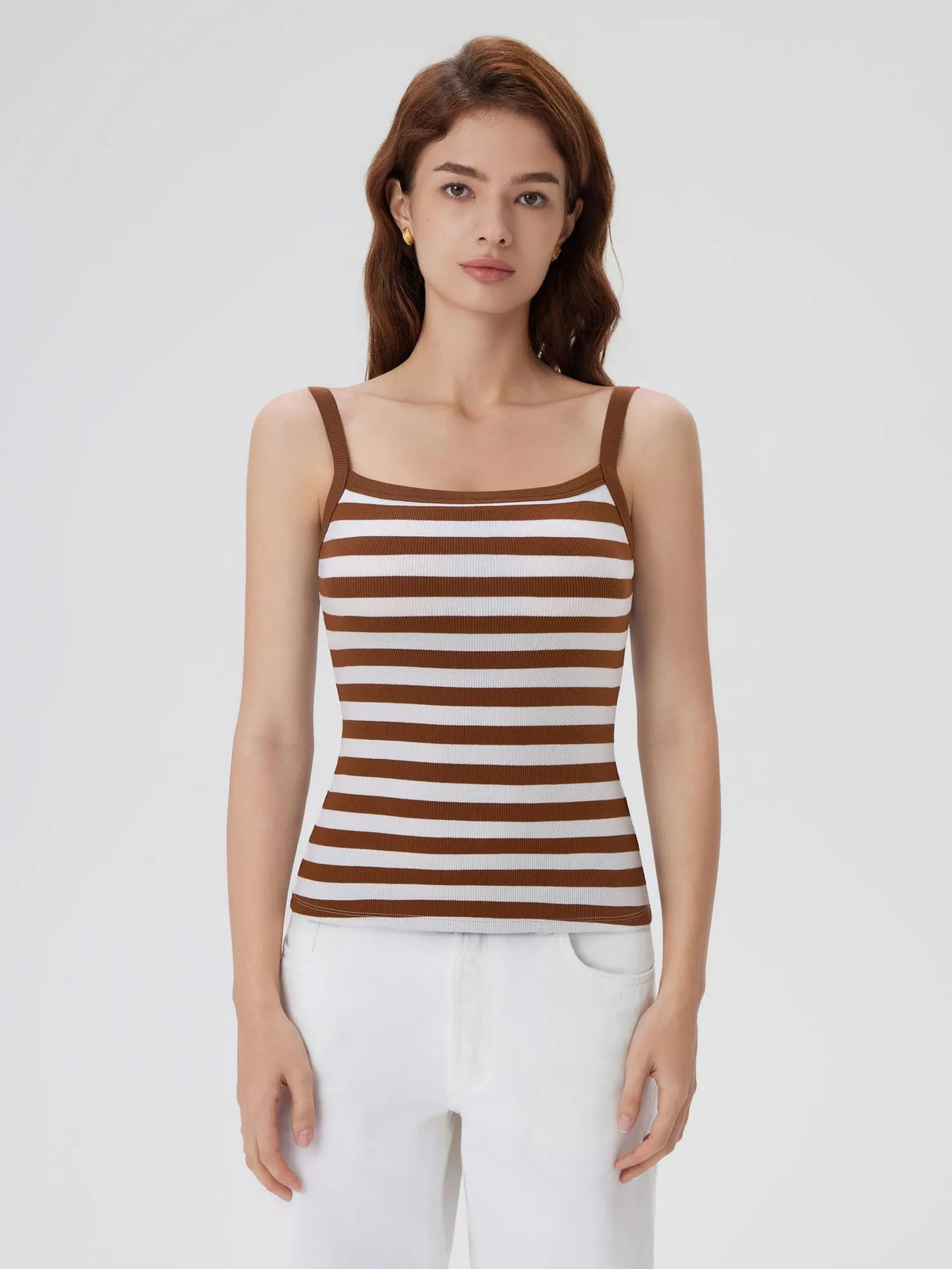 Cotton Rib Square Padded Tank Tops
