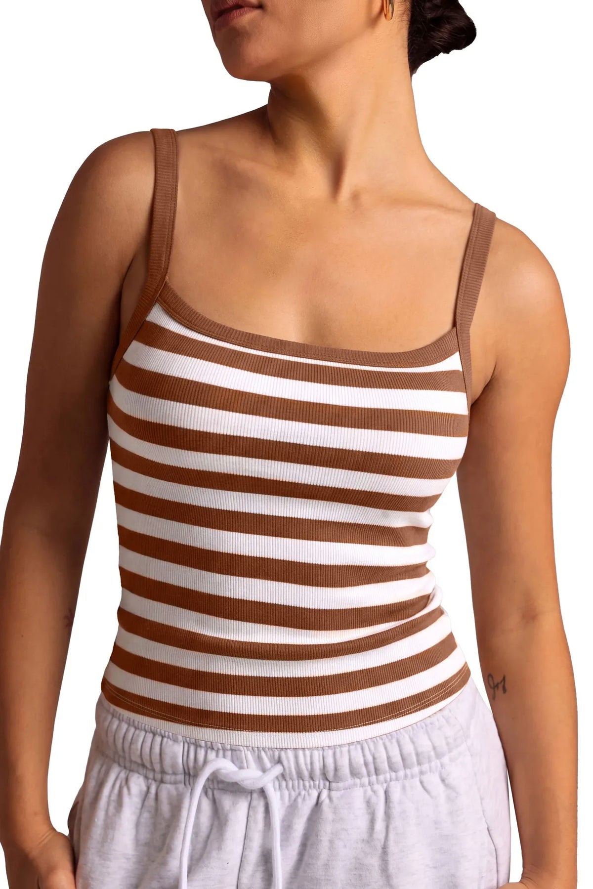 Cotton Rib Square Padded Tank Tops
