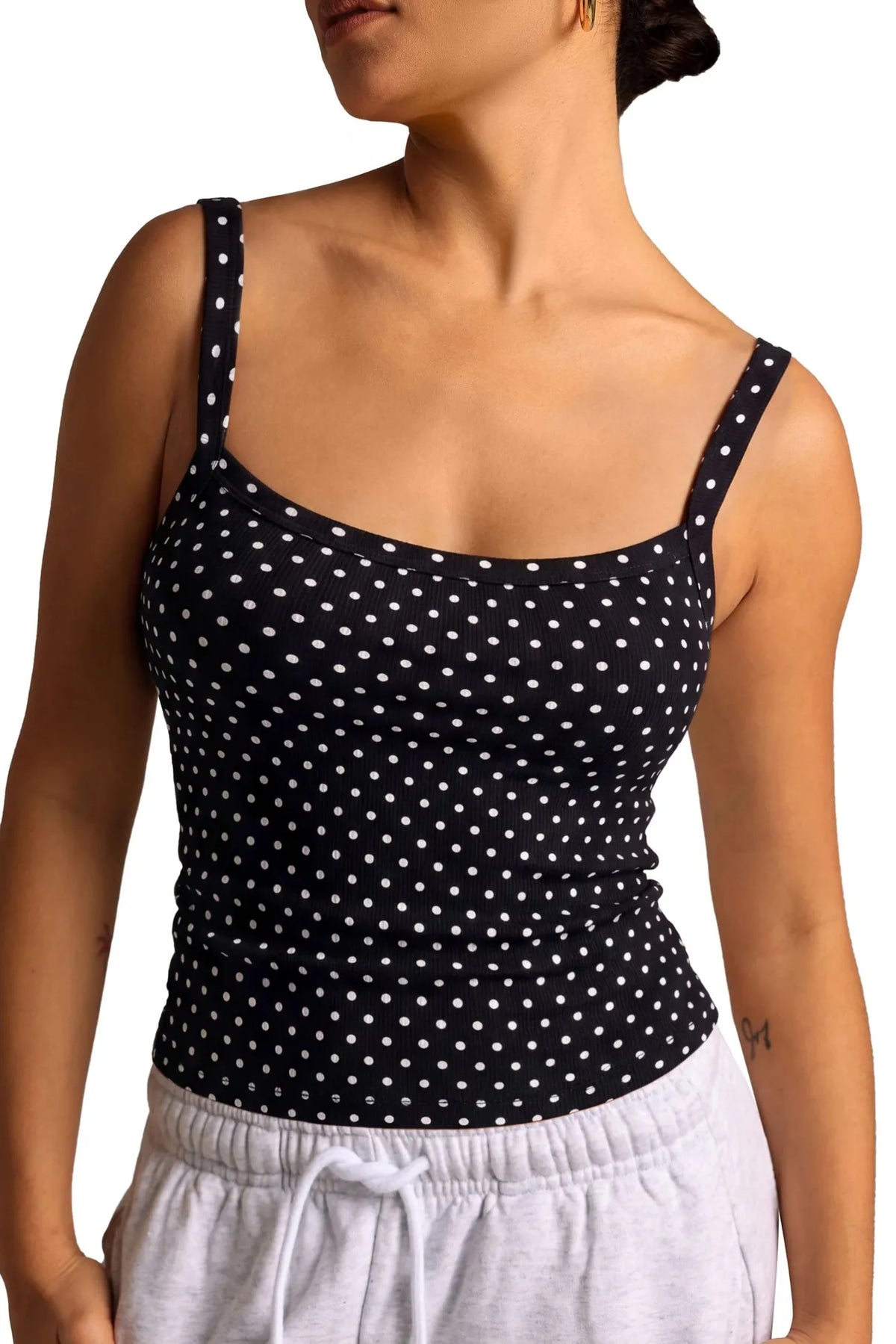 Cotton Rib Square Padded Tank Tops