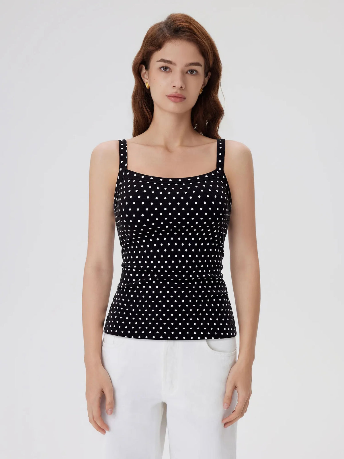 Cotton Rib Square Padded Tank Tops