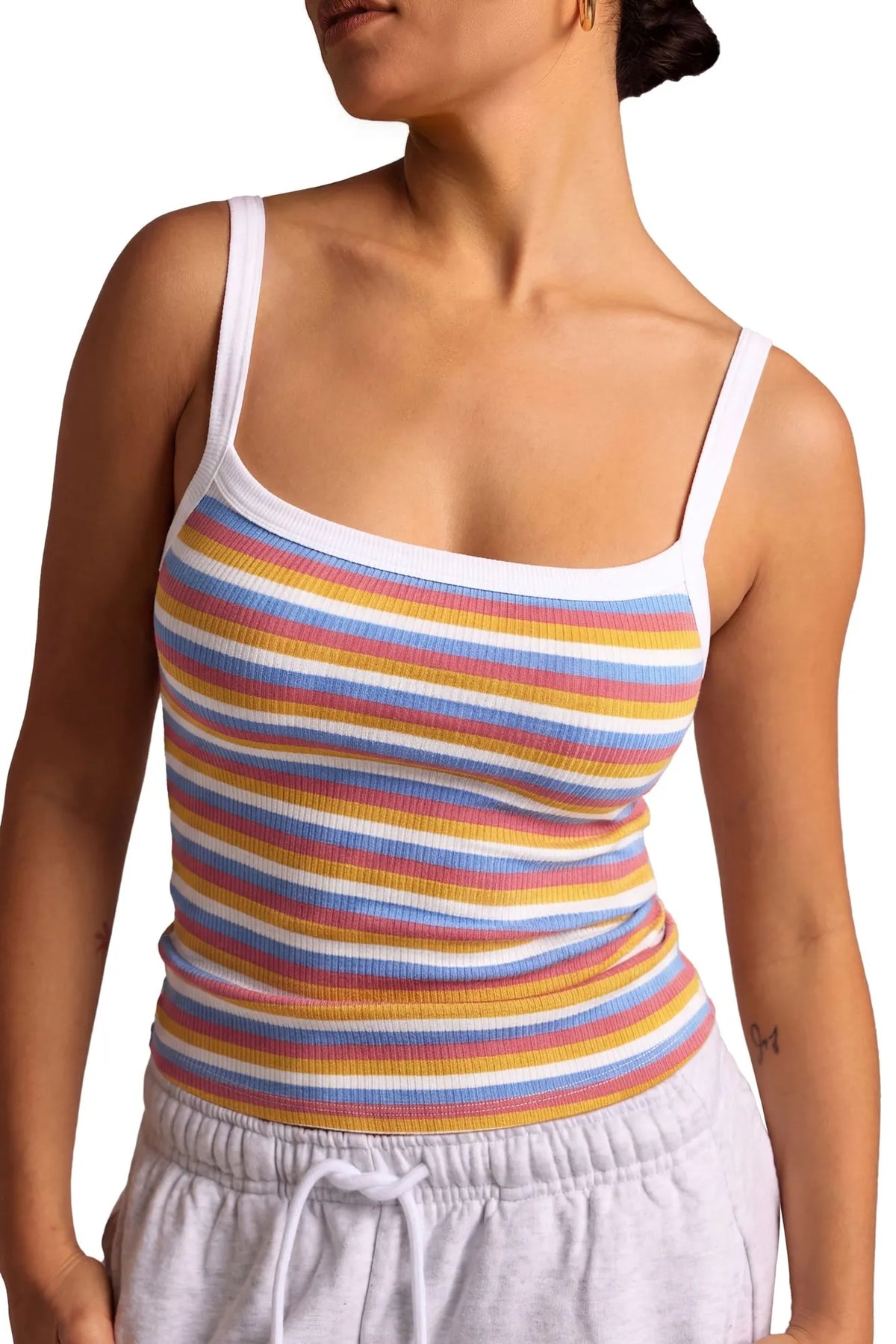 Cotton Rib Square Padded Tank Tops