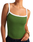 Cotton Rib Square Padded Tank Tops