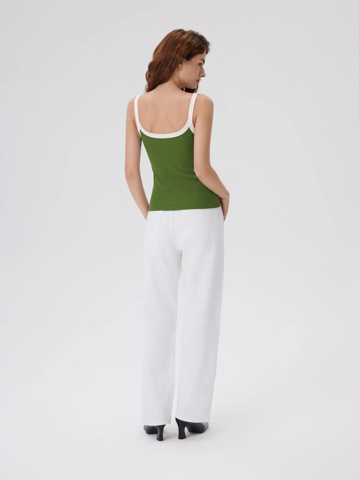 Cotton Rib Square Padded Tank Tops