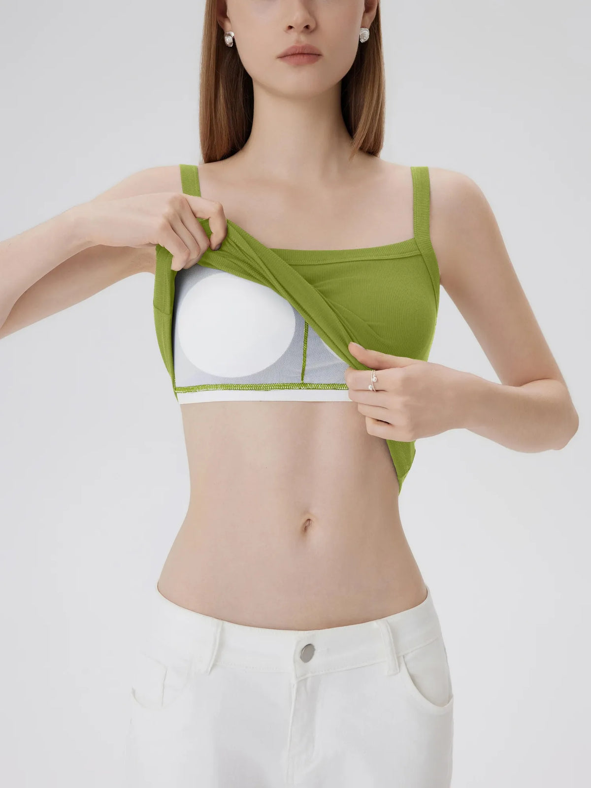 Cotton Rib Square Padded Tank Tops