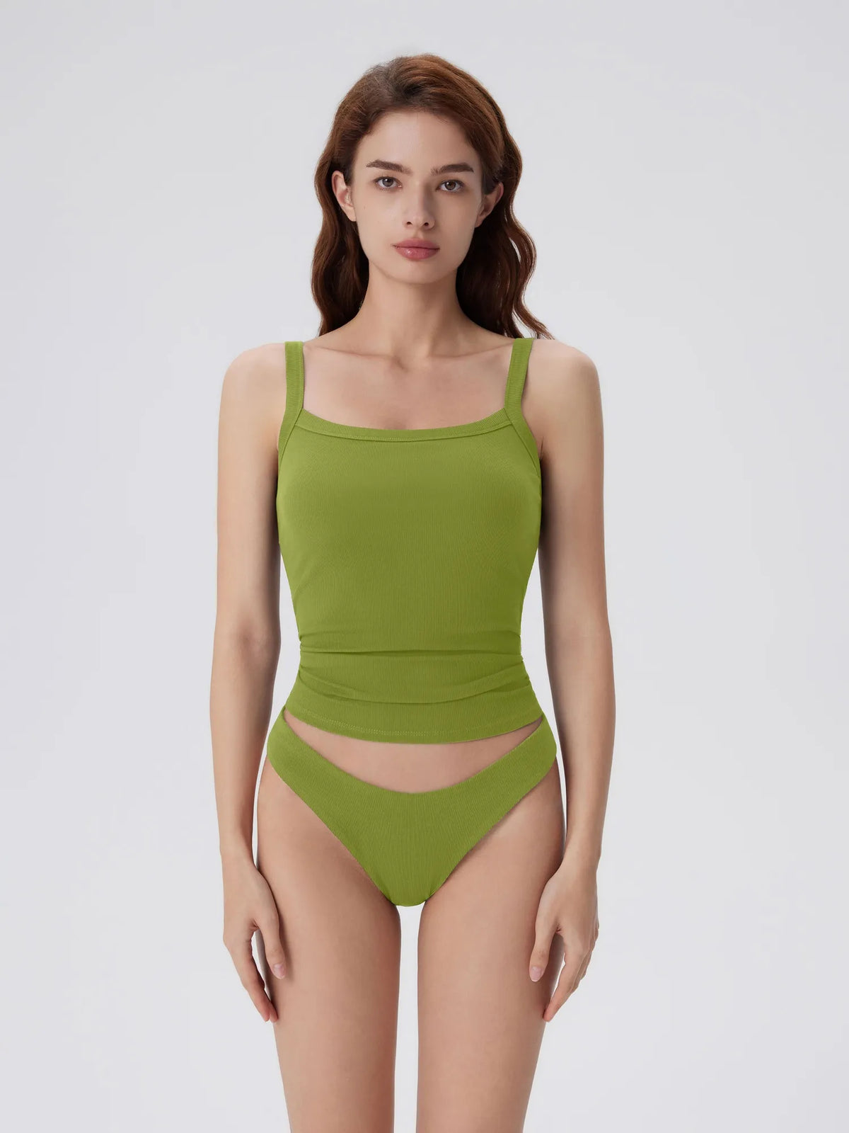 Cotton Rib Square Padded Tank Tops