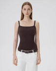 Cotton Rib Square Neck Padded Tank Tops-SUUKSESS-SUUKSESS