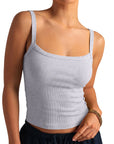 Cotton Rib Square Padded Tank Tops