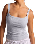 Cotton Rib Square Padded Tank Tops