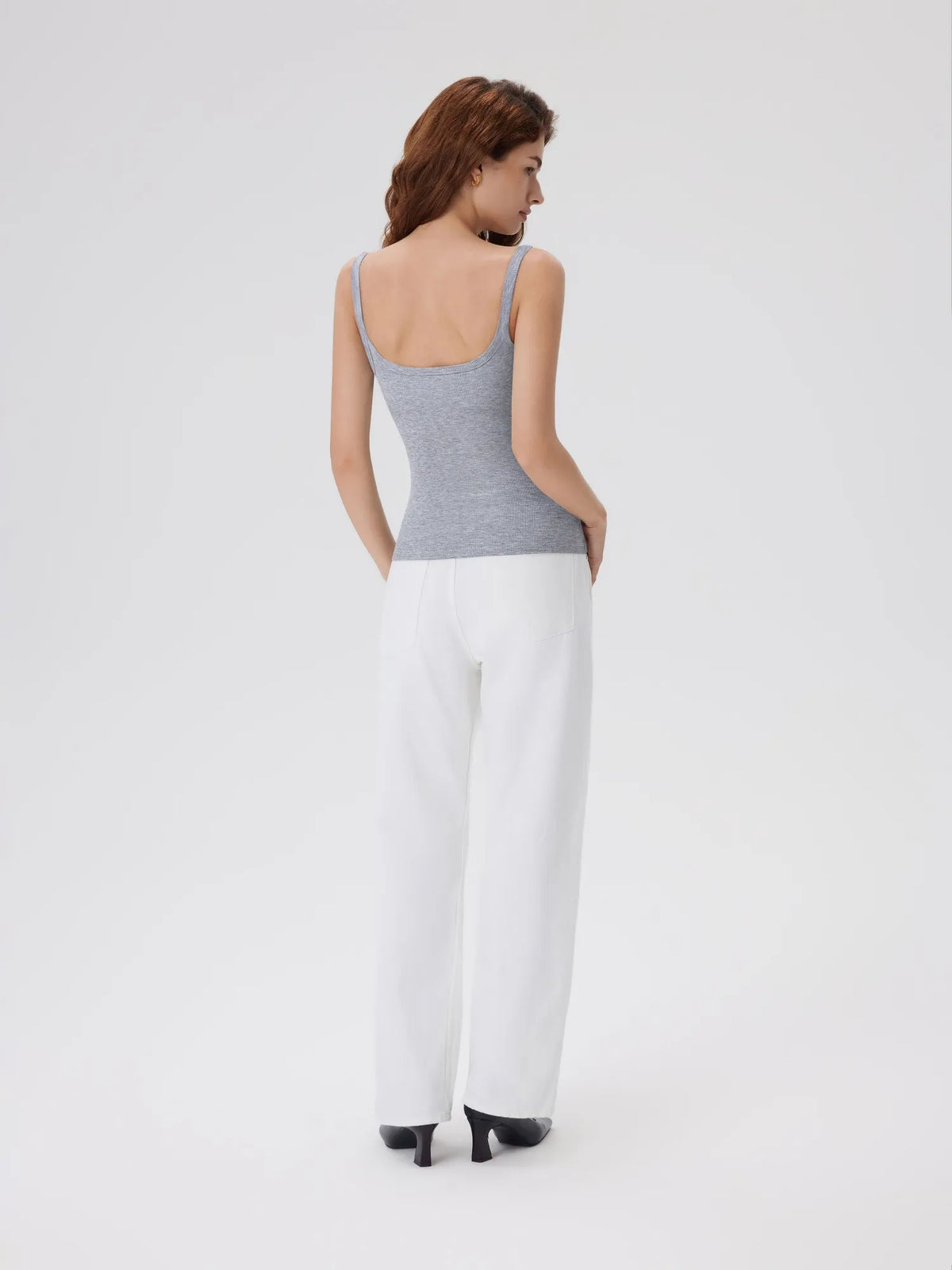 Cotton Rib Square Padded Tank Tops