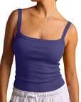 Cotton Rib Square Padded Tank Tops