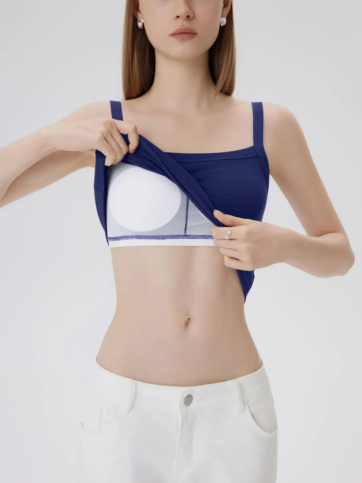 Cotton Rib Square Padded Tank Tops