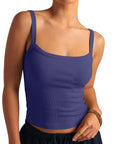 Cotton Rib Square Padded Tank Tops
